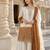 White & brown georgette readymade suit with embroidery thread work