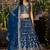 Navy blue Dola Silk Jacquard Readymade Lehenga Choli Set with Net Dupatta