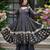 Charcoal black embroidered anarkali kurta with palazzo pants and dupatta