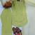 Green crepe readymade suit with embroidery & sequence work