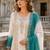 Blue&white georgette readymade suit with embroidery & thread work