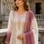 Pink&white georgette readymade suit with embroidery & thread work