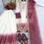 Pink&white georgette readymade suit with embroidery & thread work