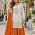 Orange silk blend readymade suit with embroidery & sequence work