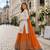 Orange silk blend readymade suit with embroidery & sequence work