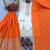 Orange silk blend readymade suit with embroidery & sequence work