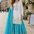 Blue silk blend readymade suit with embroidery & sequence work