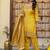 Yellow embroidered straight kurta pant set with dupatta