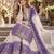 Lavender&white georgette readymade suit with thread embroidery work