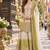 Green&white georgette readymade suit with thread embroidery work