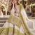Green&white georgette readymade suit with thread embroidery work