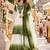 Mehendi&white georgette readymade suit with thread embroidery & cut work