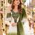 Mehendi&white georgette readymade suit with thread embroidery & cut work