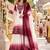 Peach&white georgette readymade suit with thread embroidery & cut work