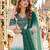 Blue&white georgette readymade suit with thread embroidery & cut work