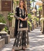 Black georgette readymade suit with embroidery & sequence work