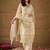 Cream embroidery net kurta with pant and dupatta