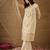 Cream embroidery net kurta with pant and dupatta