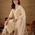 Beige embroidery silk blend kurta with pant and dupatta