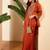 Orange embroidery organza silk kurta with plazzo and dupatta