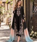 Black rayon readymade suit with embroidery & cut work