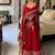 Red bridal anarkali suit with heavy embroidered dupatta and golden border
