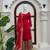 Red bridal anarkali suit with heavy embroidered dupatta and golden border