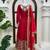 Red bridal anarkali suit with heavy embroidered dupatta and golden border