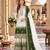 Mehendi&white georgette readymade suit with diamond & embroidery work