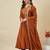 Rust embroidery vichitra silk kurta with pant and dupatta