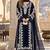 Navy rayon readymade suit with sequence & embroidery work