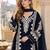 Navy rayon readymade suit with sequence & embroidery work
