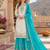 White & turquoise silk blend  readymade suit with embroidery & mirror work
