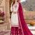 White & red silk blend readymade suit with embroidery & mirror work