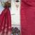 White & red silk blend readymade suit with embroidery & mirror work