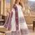 White & lavender faux georgette readymade suit with embroidery & diamond work