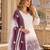 White & lavender faux georgette readymade suit with embroidery & diamond work