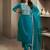 Blue embroidery silk blend kurta with pant and dupatta