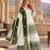 White & green faux georgette readymade suit with embroidery & diamond work