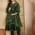Green embroidery shimmer silk kurta with pant and dupatta