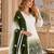 White & green faux georgette readymade suit with embroidery & diamond work