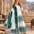 White & teal  faux georgette readymade suit with embroidery & diamond work