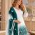 White & teal  faux georgette readymade suit with embroidery & diamond work