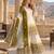 White & mustard faux georgett readymade suit with embroidery & diamond work