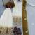 White & mustard faux georgett readymade suit with embroidery & diamond work
