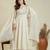 Off white embroidery vichitra silk kurta with pant and dupatta