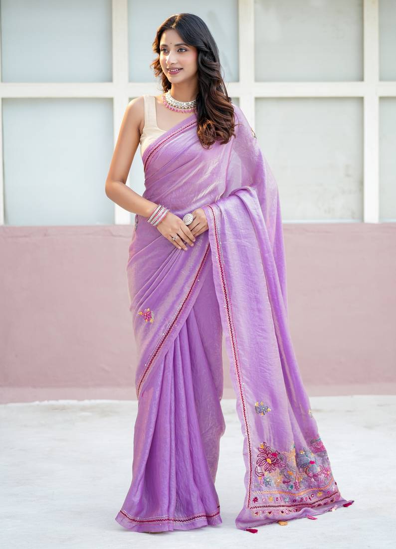 ritti space silk blend with thread hand embroidery