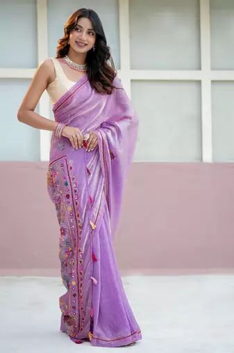 ritti space silk blend with thread hand embroidery