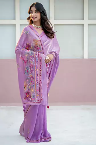 ritti space silk blend with thread hand embroidery