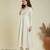 Off white embroidery vichitra silk kurta with pant and dupatta